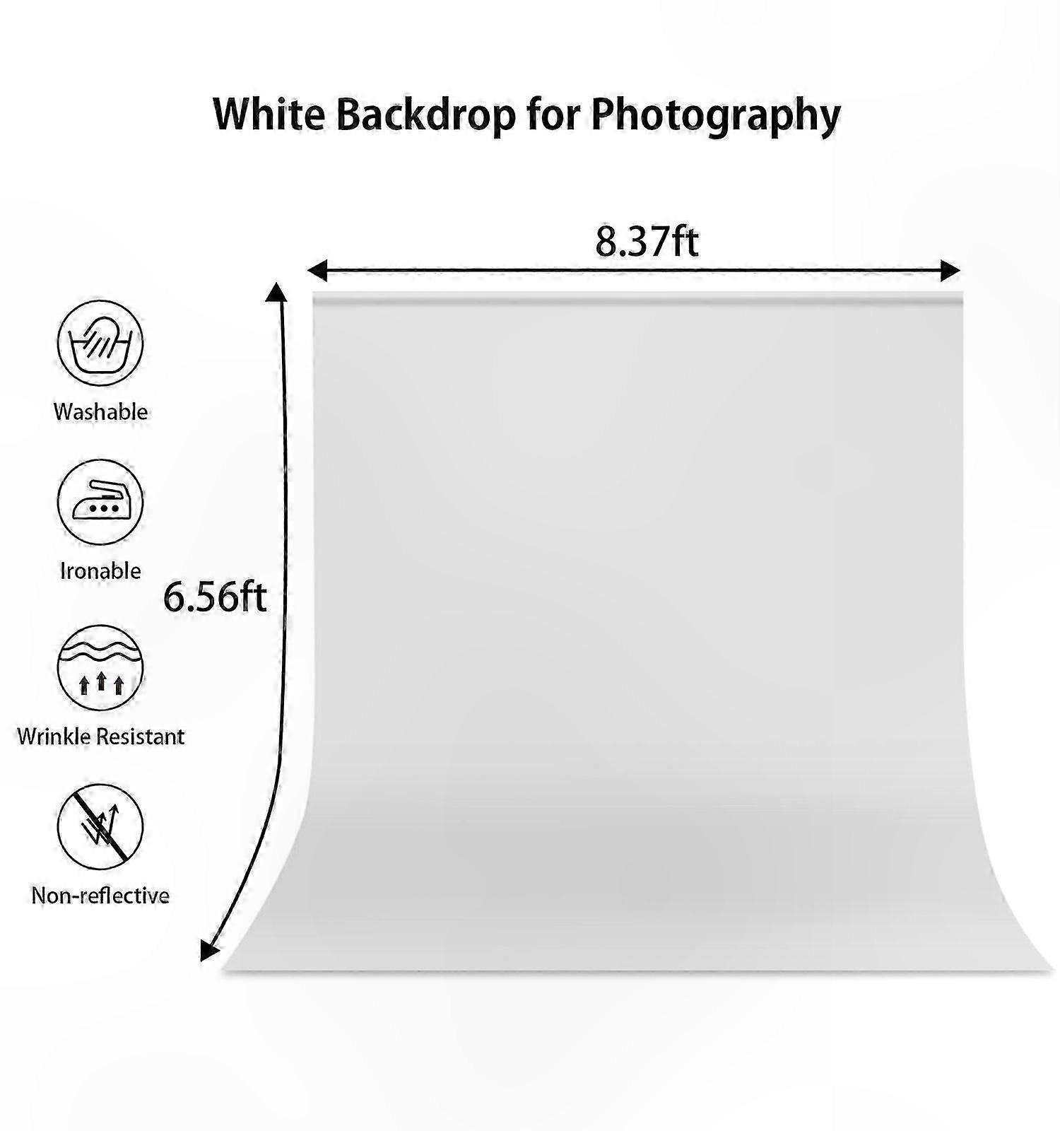2.55x2m Foldable White Photo Background for Studio Use