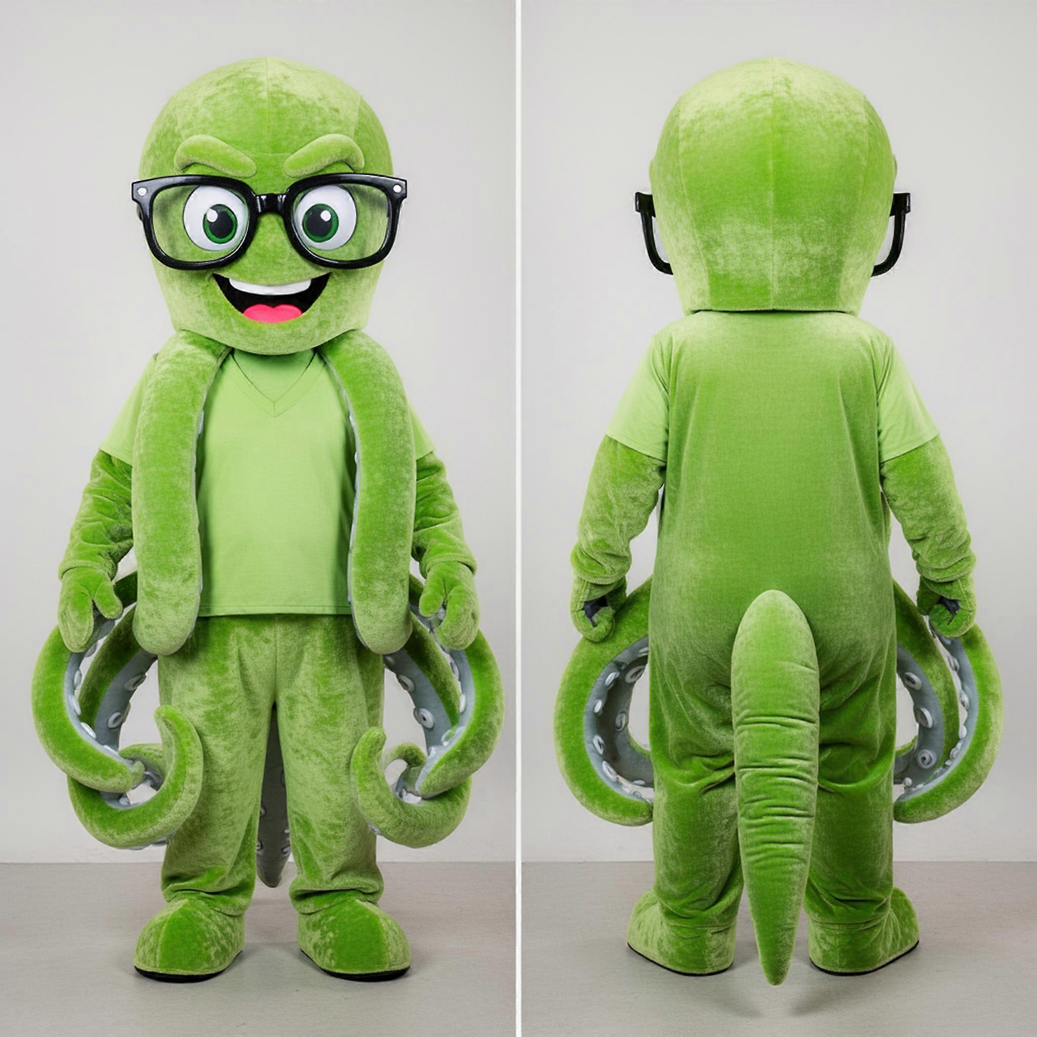 MASTICOT Lime Green Playful Kraken Mascot