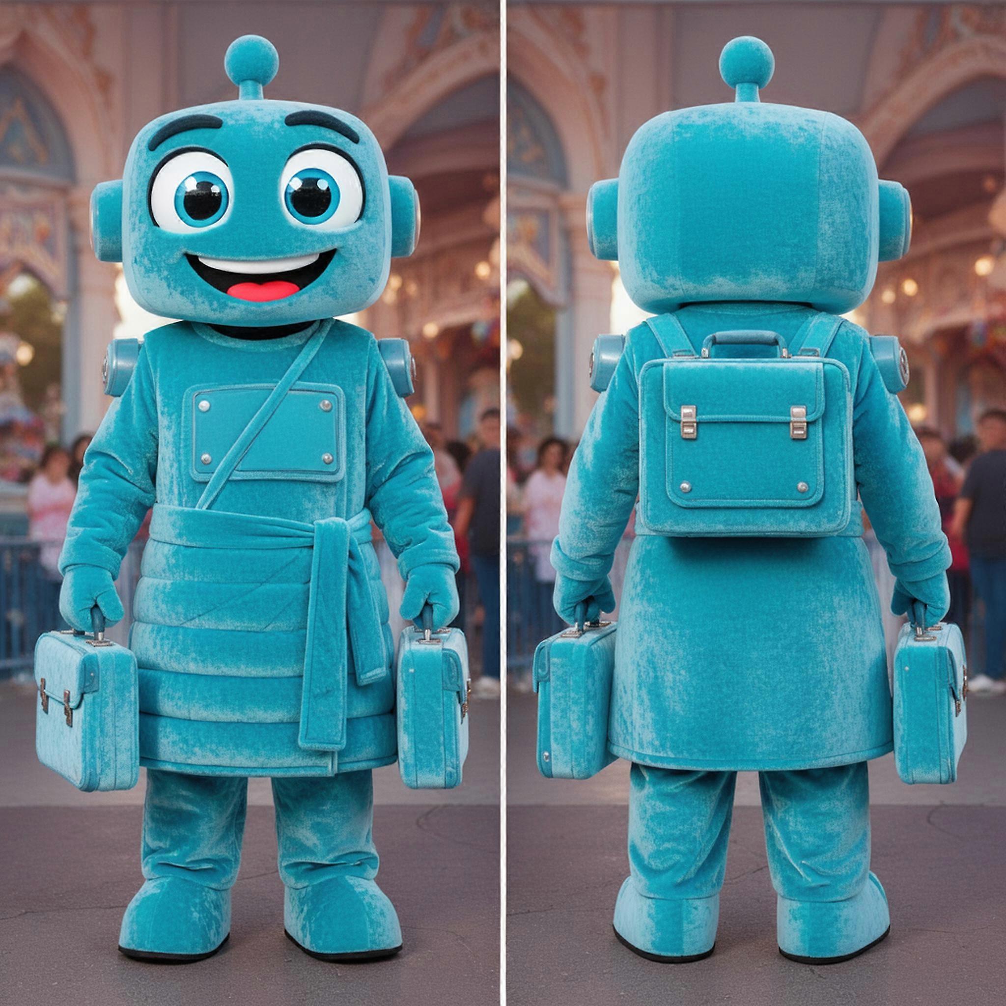MASTICOT Cyan Robotic Soldier Mascot