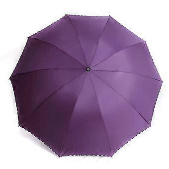 Automatic Travel Umbrella Windproof UV Protection Compact Folding Parasol for Rain and Sun Color C