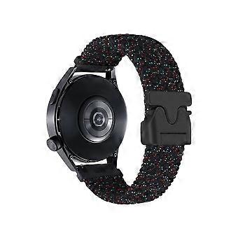 Band for Samsung Galaxy Watch 22mm Nylon Braided Strap Starlight Black Lightweight Breathable Replacement