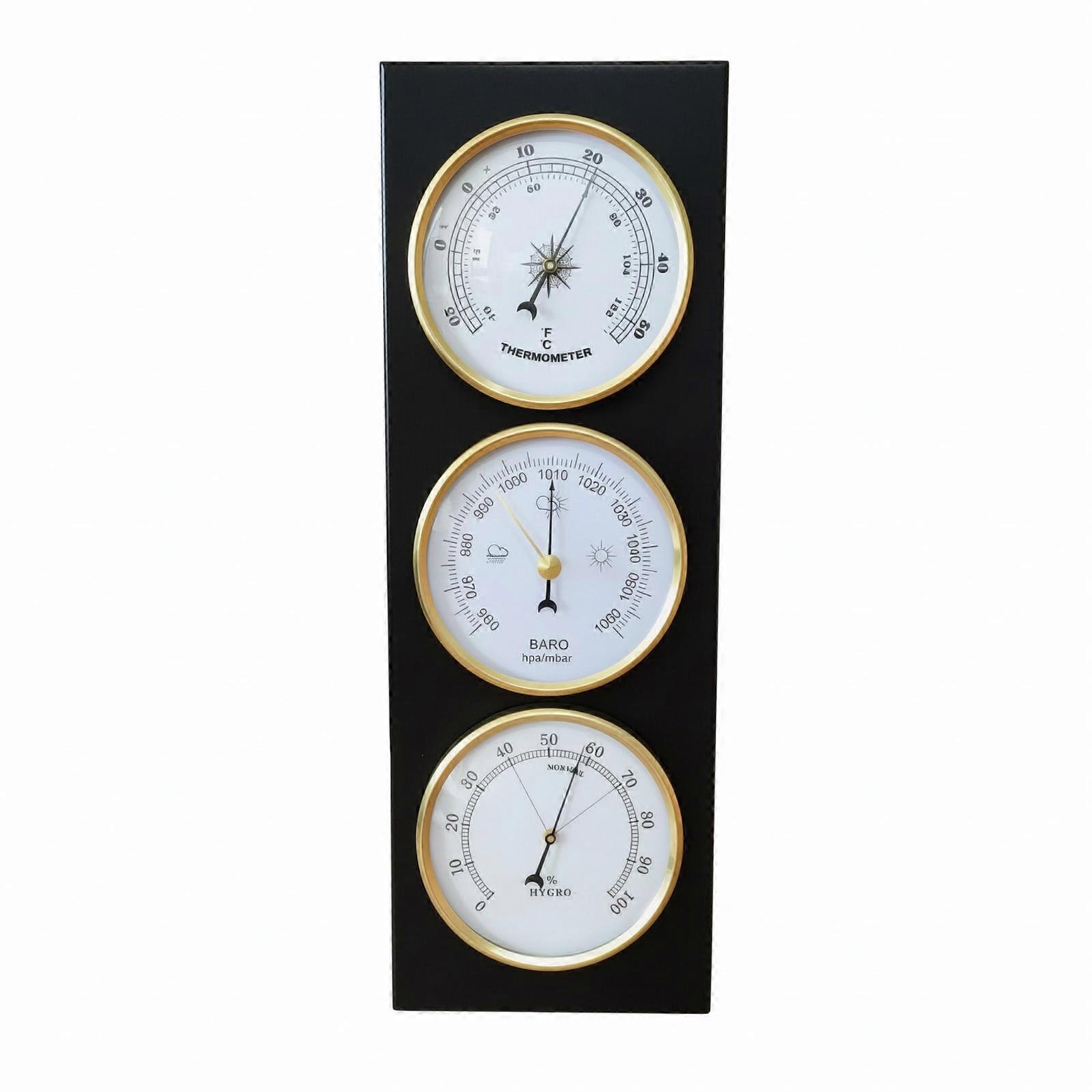 Multi-Function Analog Meteorological | Glossy Wood-Grain Finish, Compact