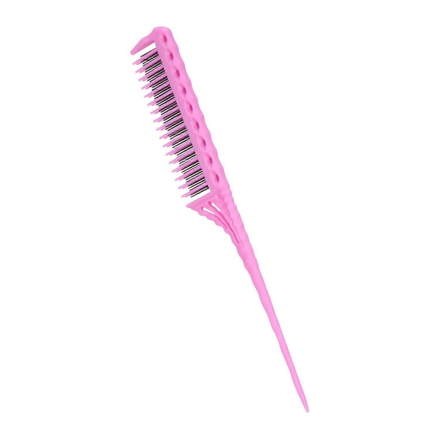 3-Row T eeth Teasing Comb Detangling Brush Rat Tail Comb Portable Salon Use