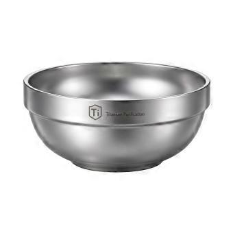Camping Meal Bowl with Ti Lettering, Silver-Tone Finish, and Integrated Two-Layer Bowl Body for Outdoor Meal Use  17.5cm 820ML