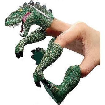 Dinosaur Finger and Handi Puppet Dino T-rex Puppets Animal Raptor Finger Toys for Children (Green)-hzm2