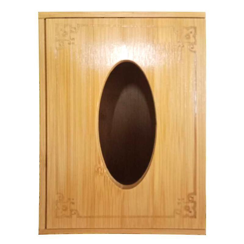 Rectangular Bamboo Tissue Box Decorative Desktop Paper Towel Box Cover Napkin Holder For Home Hotel Car Office (medium Size) (random Pattern At The Co