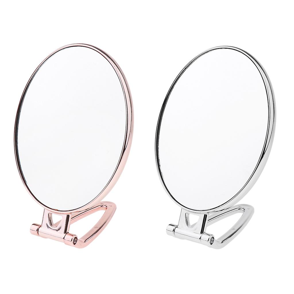 Folding Handheld Double Sided Mirror Table Makeup Mirror for Travel 2 Colors