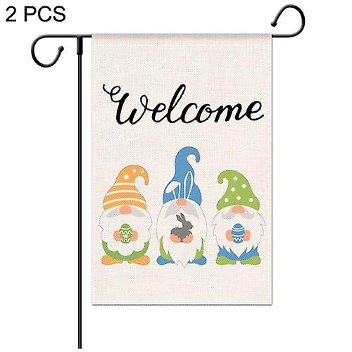 2 Pcs Easter Decorative Linen Strong And Durable Garden Flag