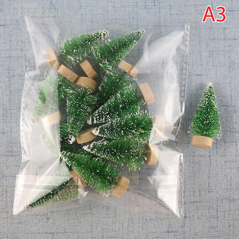 12pcs Mini Christmas Tree Santa Claus Snow Decor For Diy Frost Village New Year