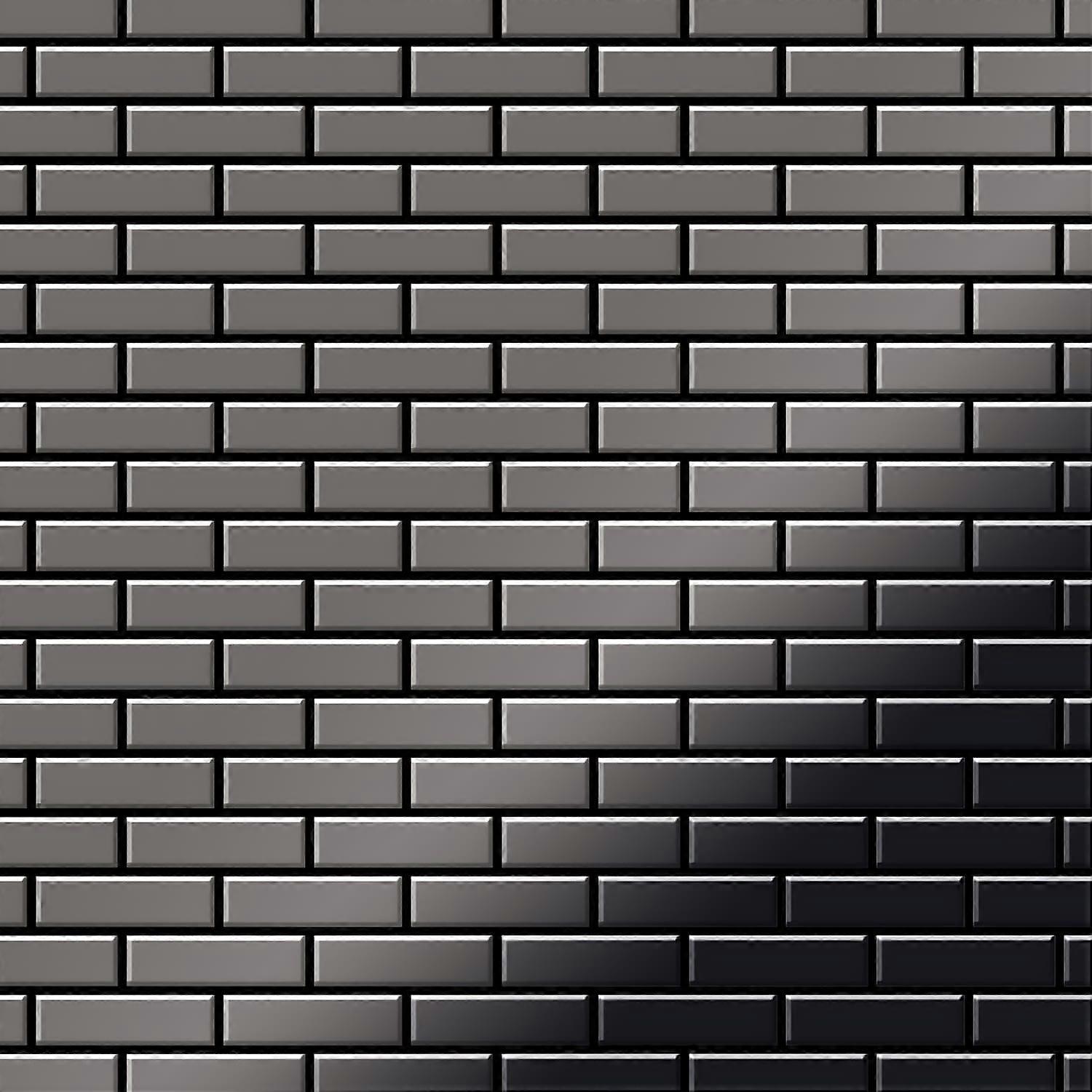 Mosaik Fliese massiv Metall Titan hochglänzend in dunkelgrau 1,6mm stark ALLOY PK-Ti-SM 0,88 m2