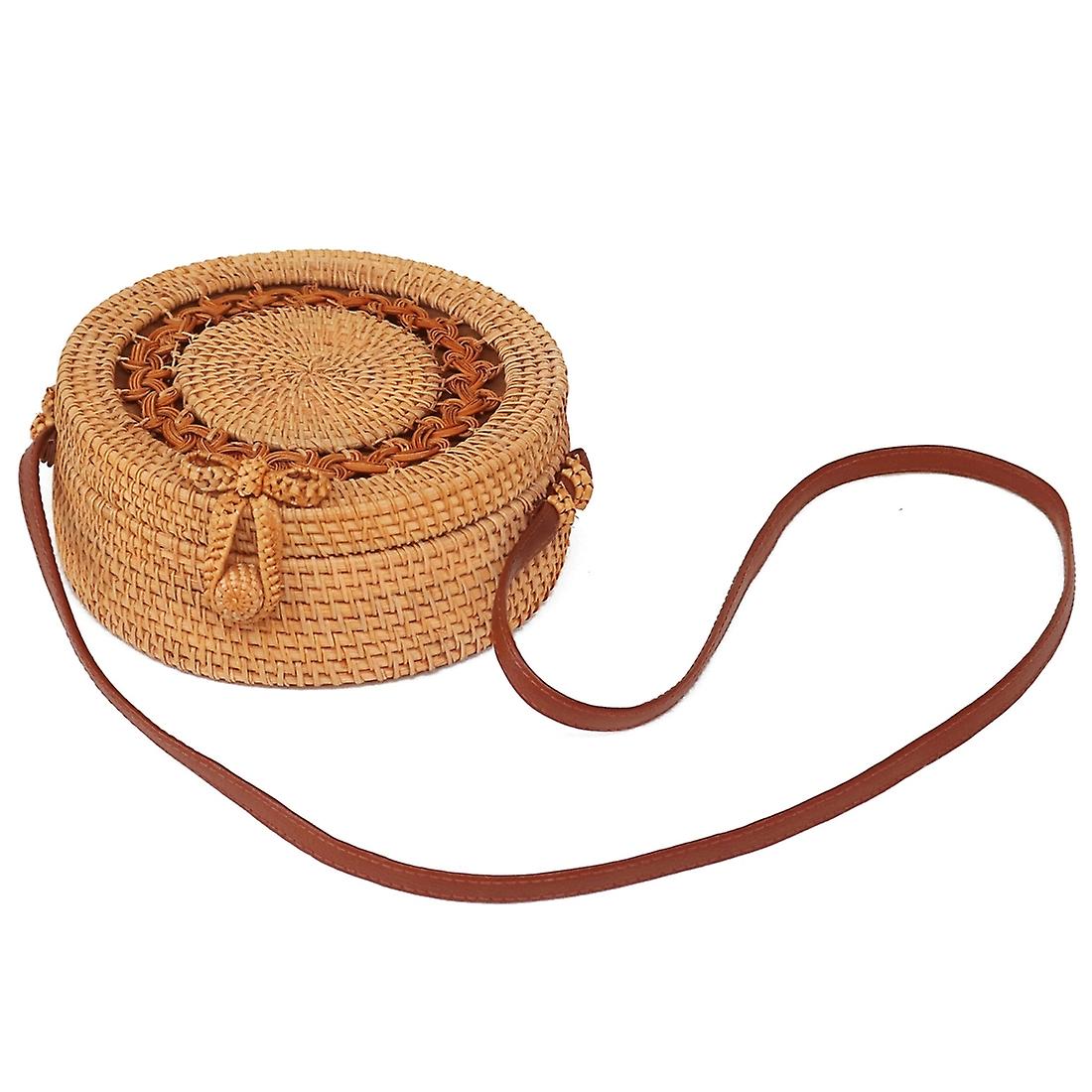 20x20x8cm Sunflower Pattern Handmade Rattan Bag