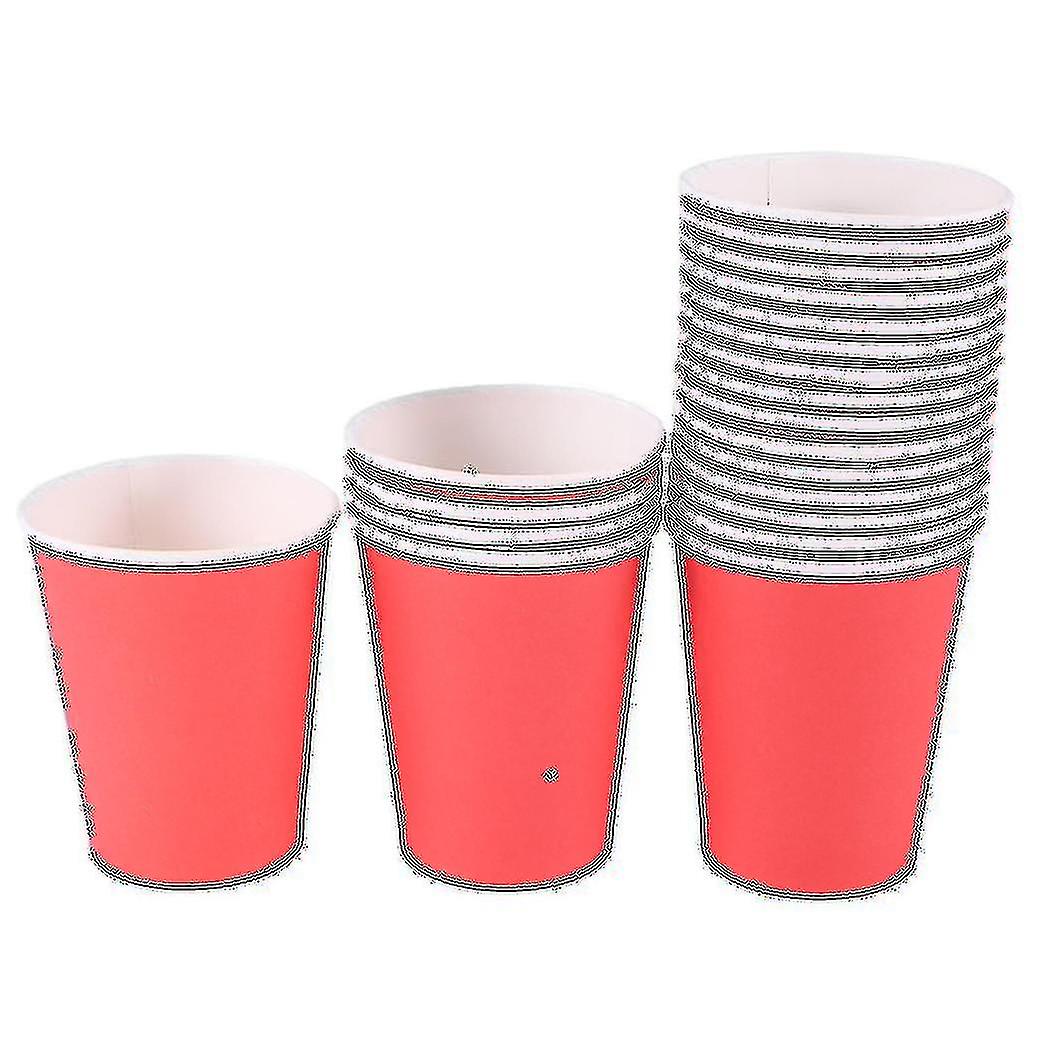 20 Paper Cups (9oz) - Plain Solid Colours Birthday Party Catering(red)