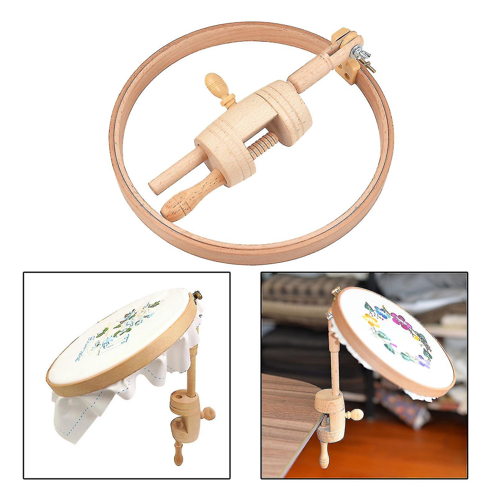 PATIKIL Adjustable Embroidery Hoop Stand - Beech Wood Hands-Free Holder, 360° Rotation, Fits Various Hoop Sizes - View #8
