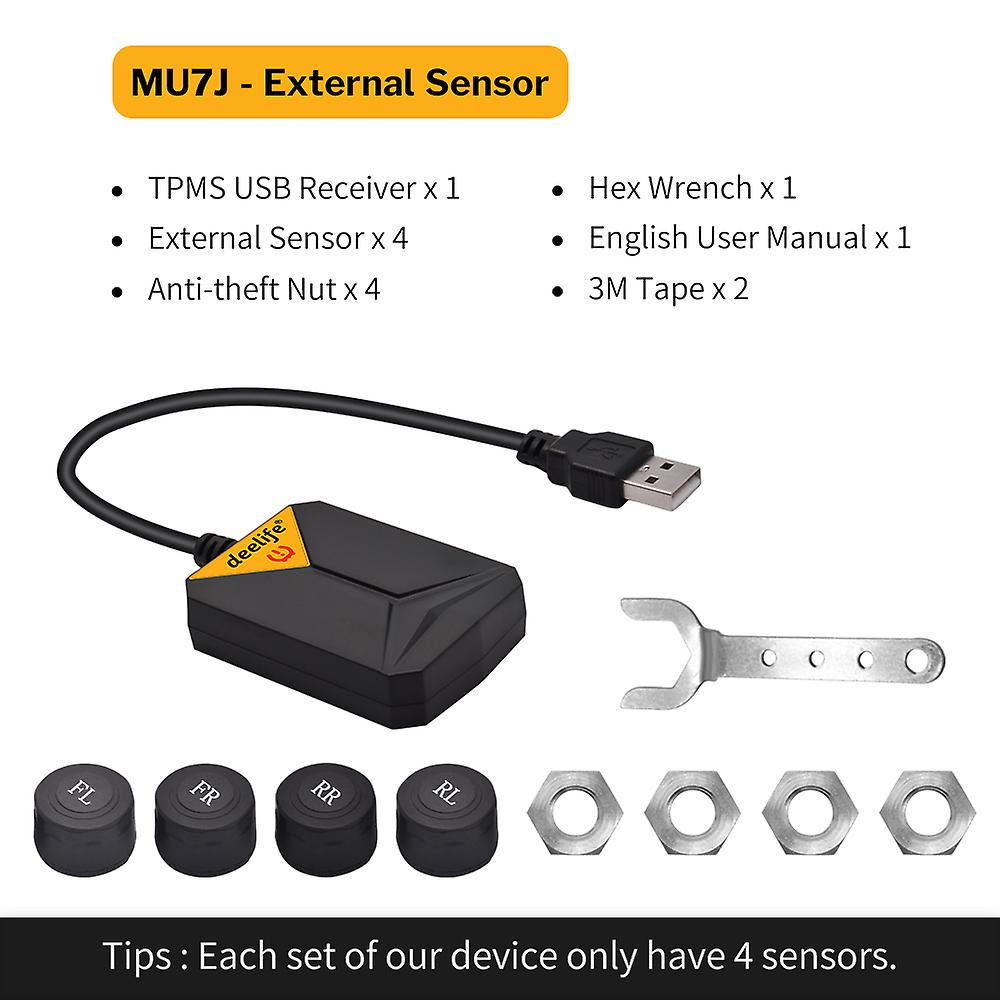 Deelife Tpms Android Tire Pressure Monitoring System Spare Tyre Internal External Sensor For Car Radio Dvd Player Usb Tmps