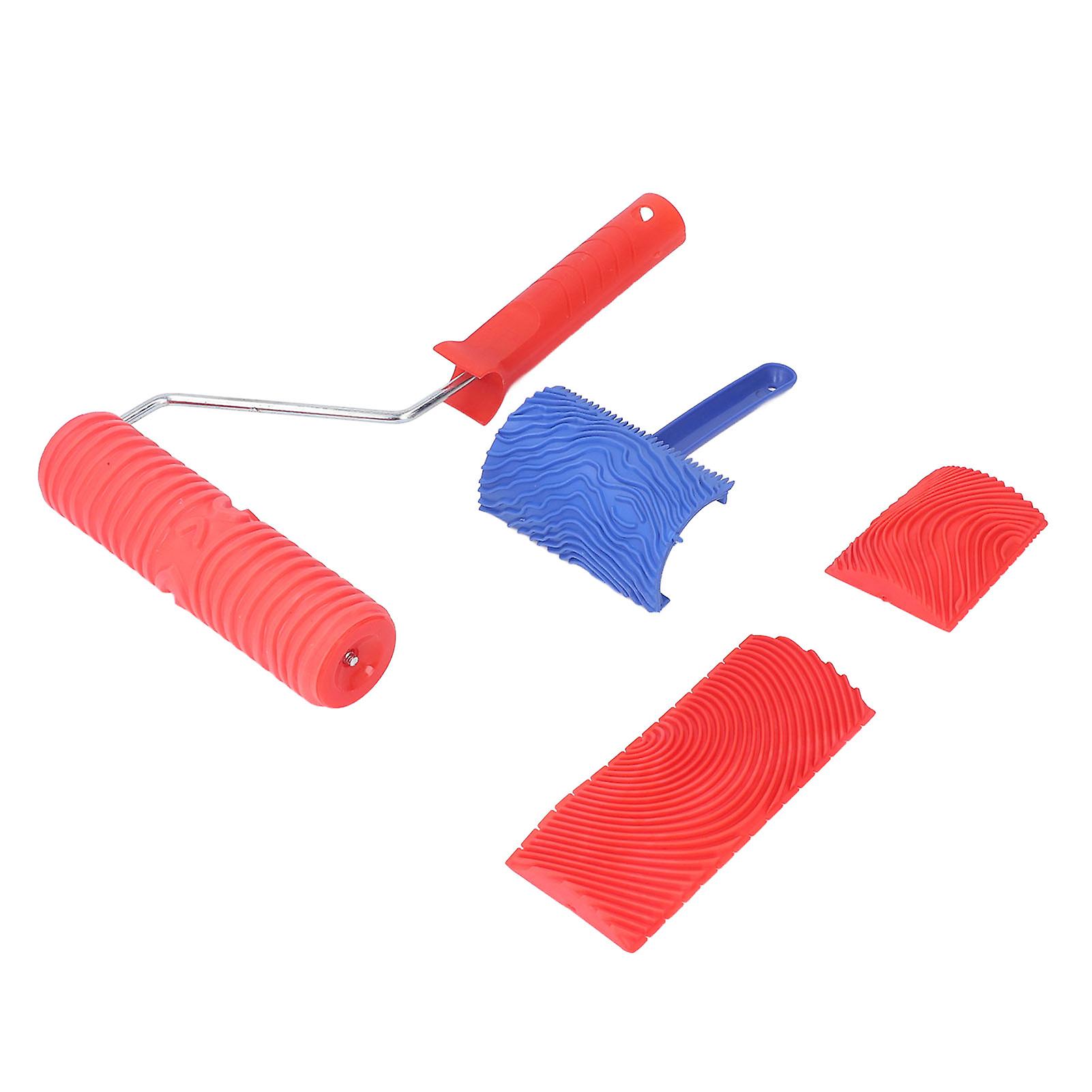 Set of 5 Wood Grain Roller Painting Tool Texture Pattern Graining with Handle for Wall Room Art Paint Decoration DIY