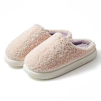 vinter varme tøfler for kvinner menn hjem fluffy lodne tøfler ny mote myk plysj plattform sklisikker soverom lysbilder a-rosa c