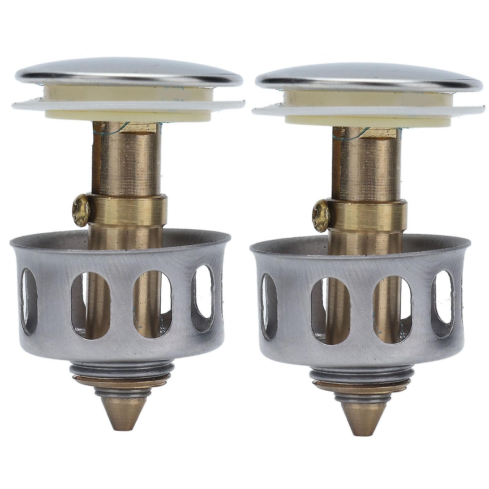 2Pcs Universal Push Bounce Core Pop Up Sink Stopper Drain Filter for Bathroom Basin Floor Drain Prevention