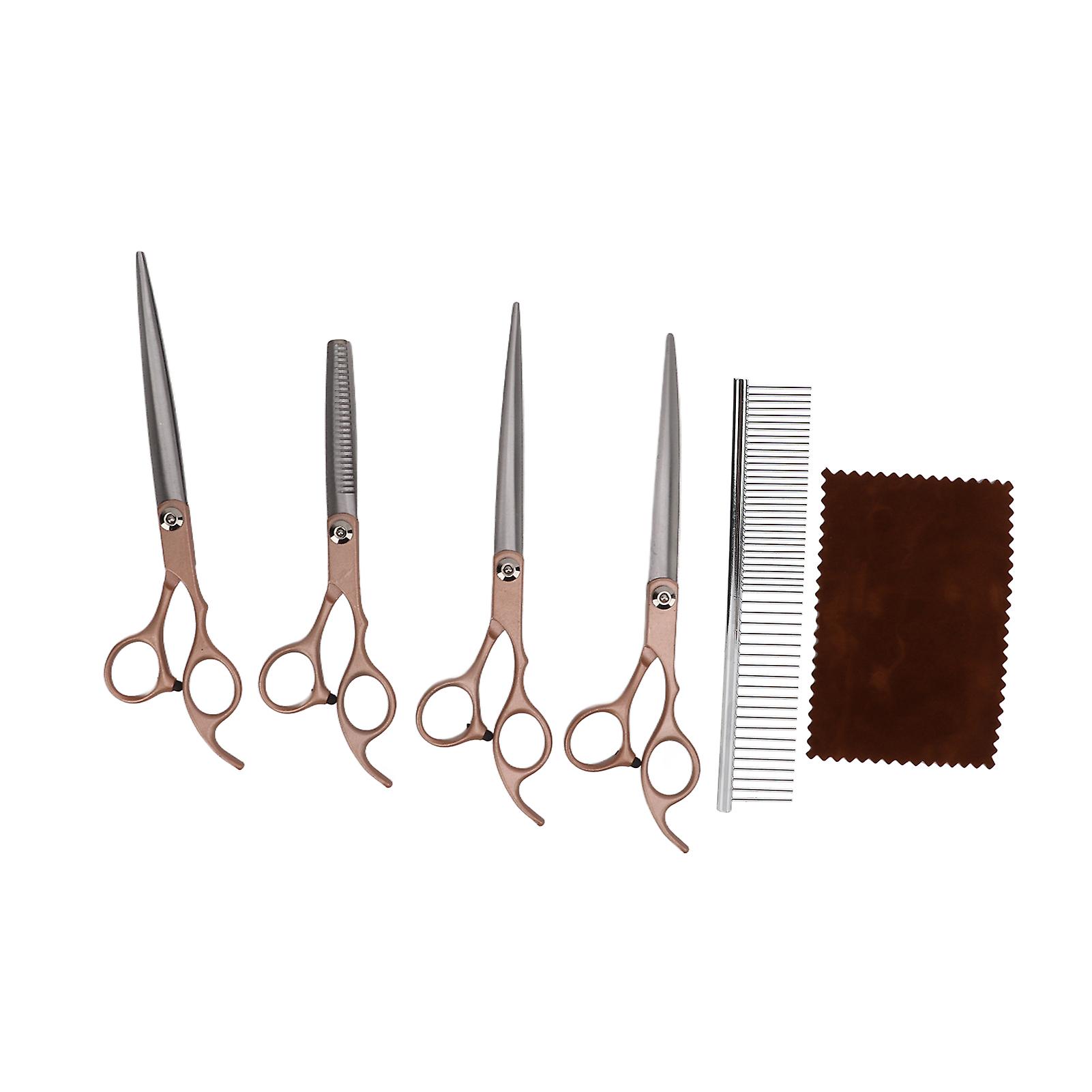7 inch Pet Grooming Scissors Set, Color Painting Slotted Scissors, Rabbit Hair Scissors, Gold