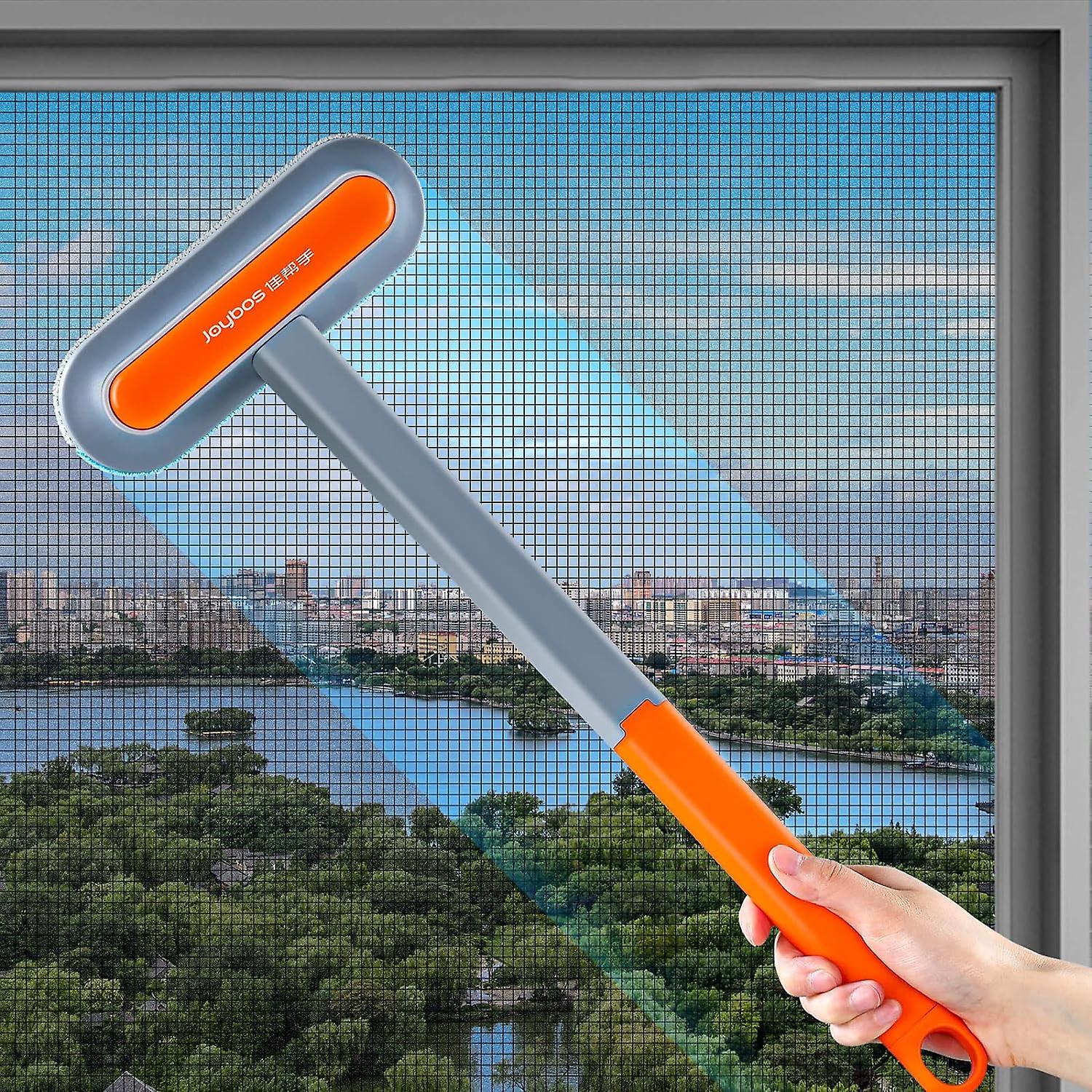 Window Screen Cleaning Tool - IMHO Window Screen Cleaning Brush, 2 in 1 Multifunctional Long Handle Mesh Brush, Small Magic Brush for Patio, Door and