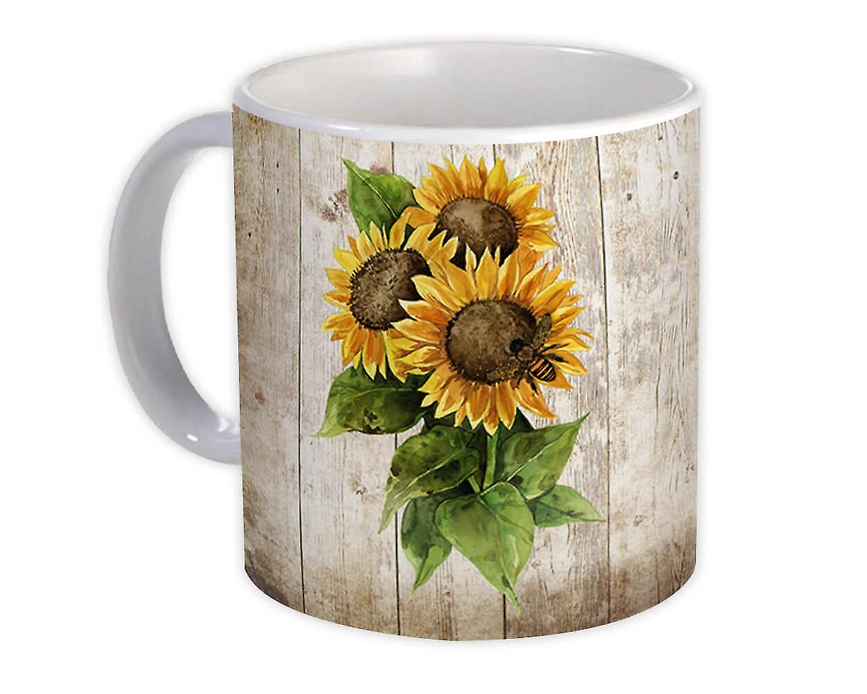 Gift Mug: Sunflower Bee Flower