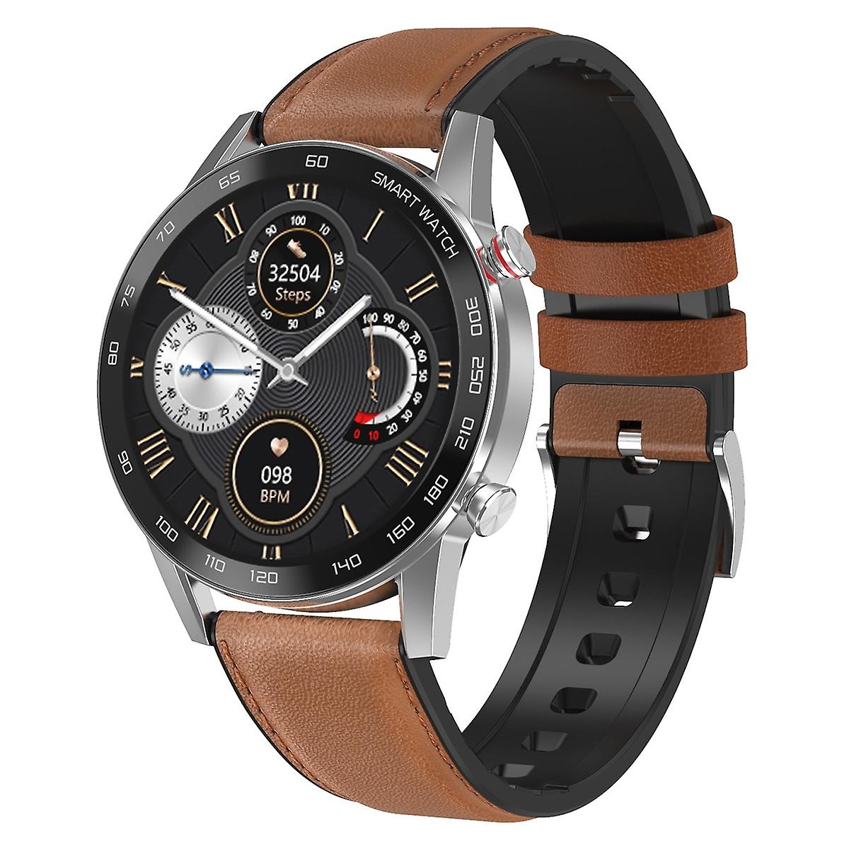 1.3 inch Touch Screen Smart Watch Brown Leather Strap