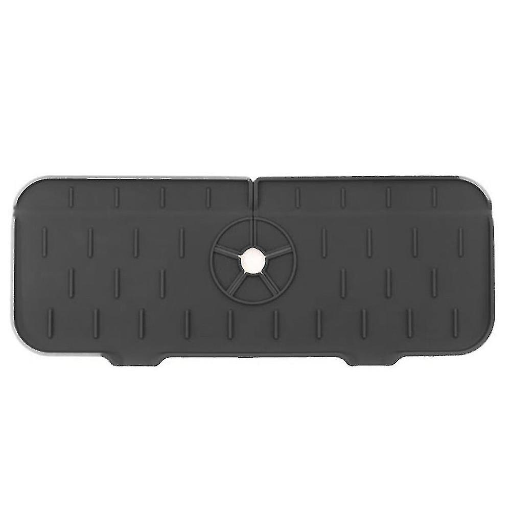 Self Draining Faucet Sink Splash Dripper Kitchen Guard Drying Pad (Black)