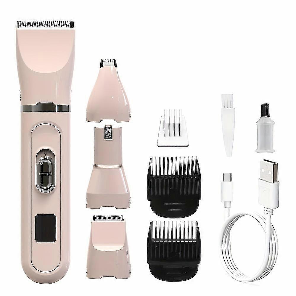 4-in-1 Quiet Pet Grooming Clippers: Low Noise, USB Rechargeable for Easy Dog & Cat Care, Perfect for Small to Medium Pets