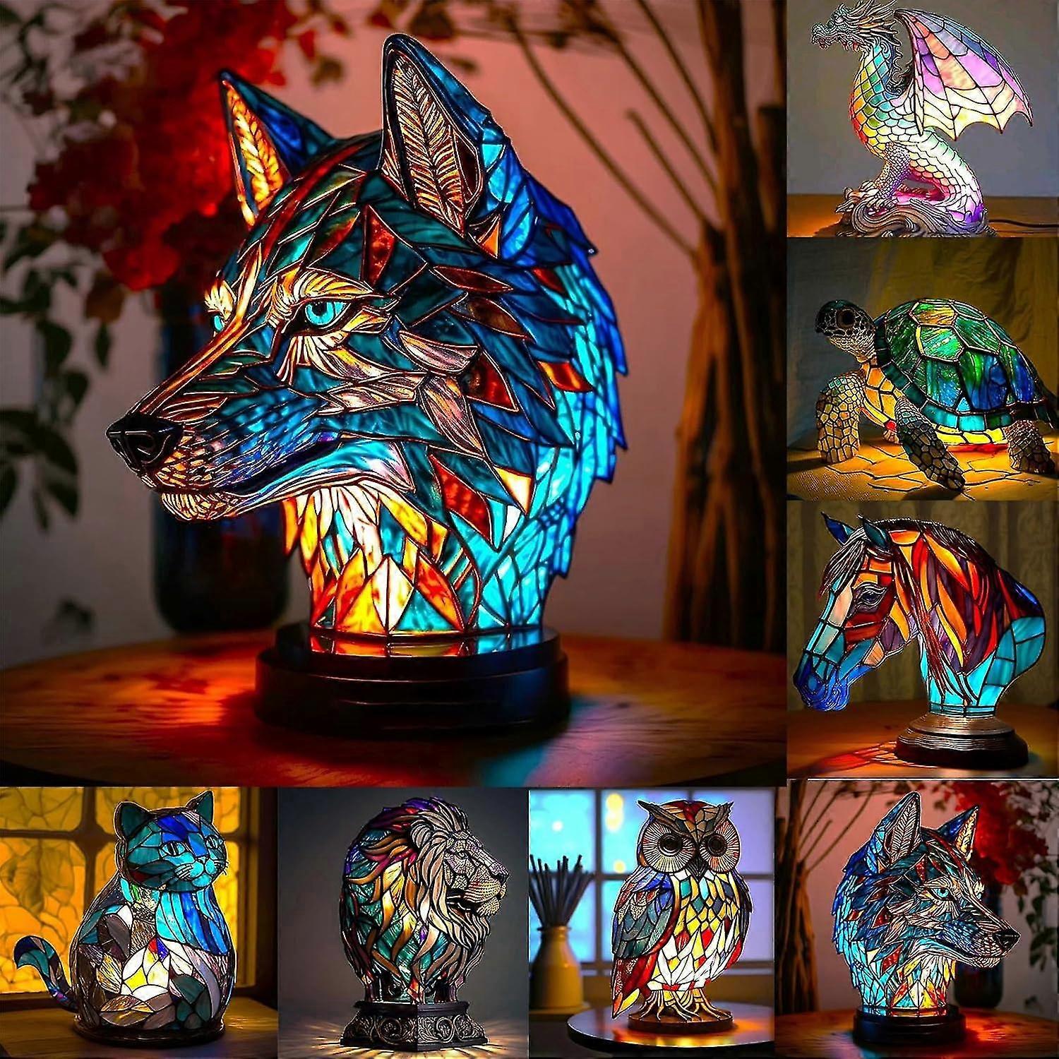 Stained Glass Animal Table Lamp Series | Stained Resin Table Lamp For Home Decoration