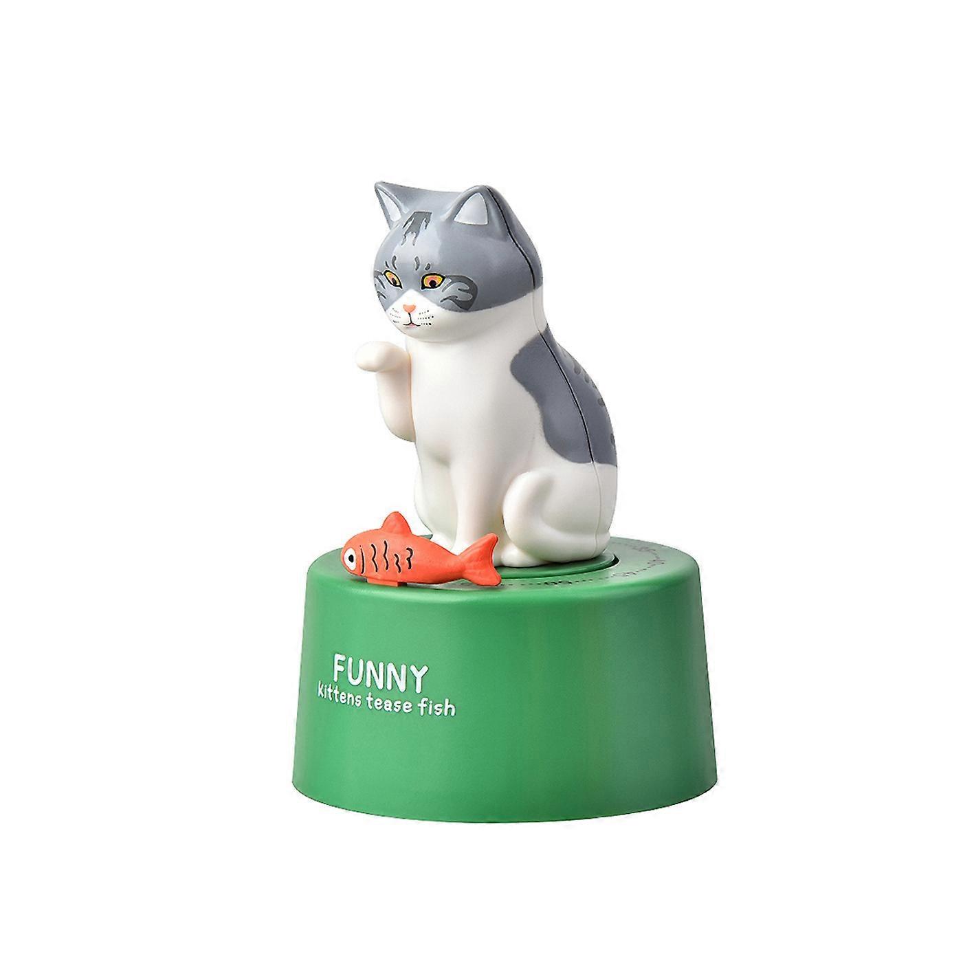 Time manager, Cartoon Cute Kitten Shape Mechanical Digital Timer, 60 Minutes Manual Kitchen Cooking Timer for Home Decor Timing Reminder,Green