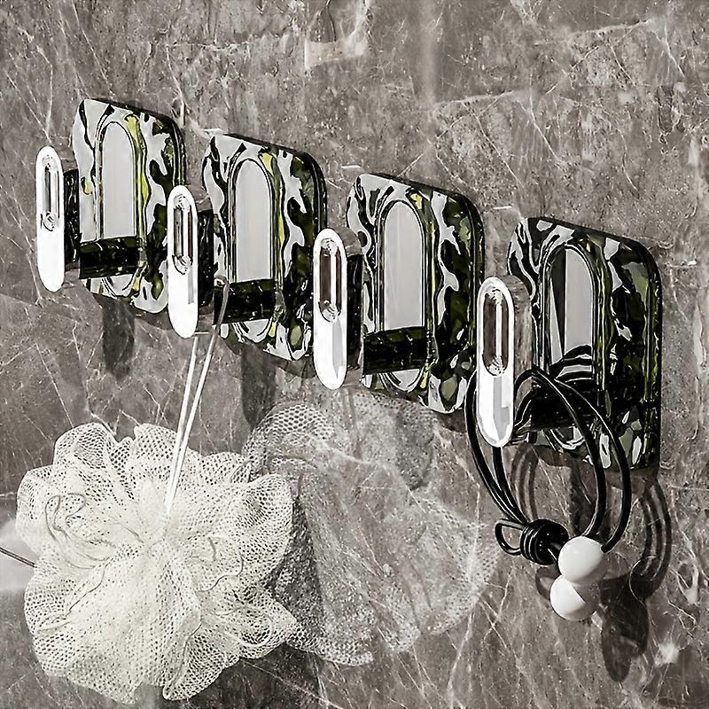 4 Pack of Fashionable Waterproof Stainless Steel Hooks - Easy Install, Stick-on Wall Mount, Durable Plastic Construction for Hanging Clothes, Towels,
