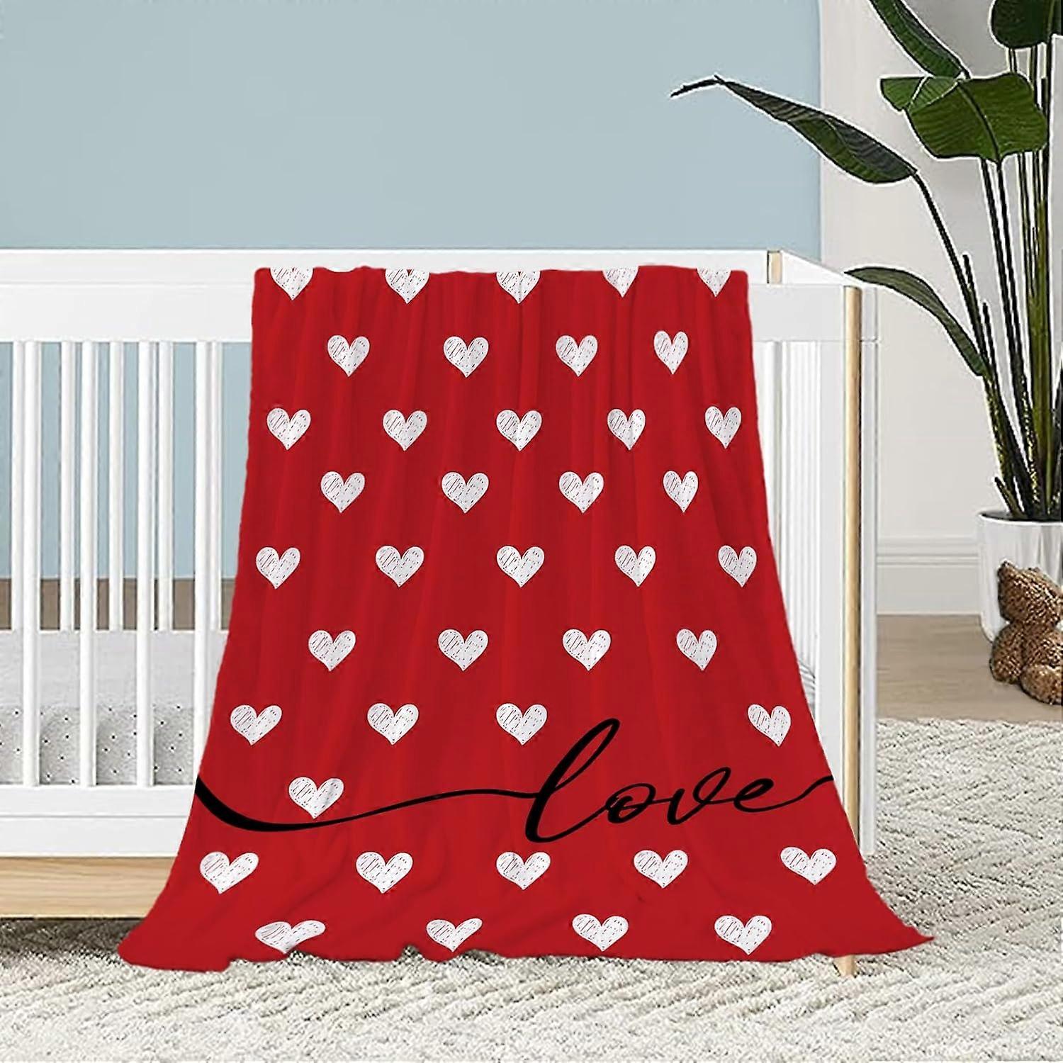 عيد الحب طفل رمي بطانية صغيرة حمراء الحب القلب بطانية صديقة زوجة زوجين هدية الزفاف لينة مريحة وخفيفة الوزن ضبابية أفخم بطانيات الصوف أ