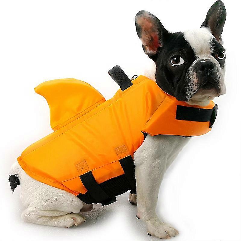 Dog Life Vest With Lovely Shark Fin, Adjustable Neck And Girth, Durable Life Preserver With Rescue Handle For Small