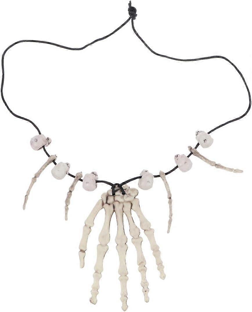 Skull Pendant Necklace Skeleton Head Hand Bone Charm Cosplay Fancy Party Jewelry
