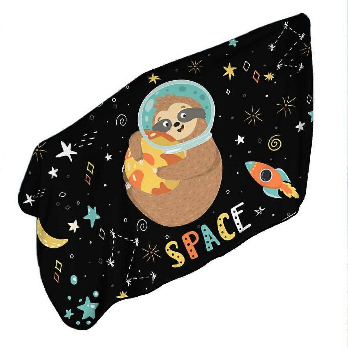 Funny Astronaut Sloth in Space Microfiber Beach Towel