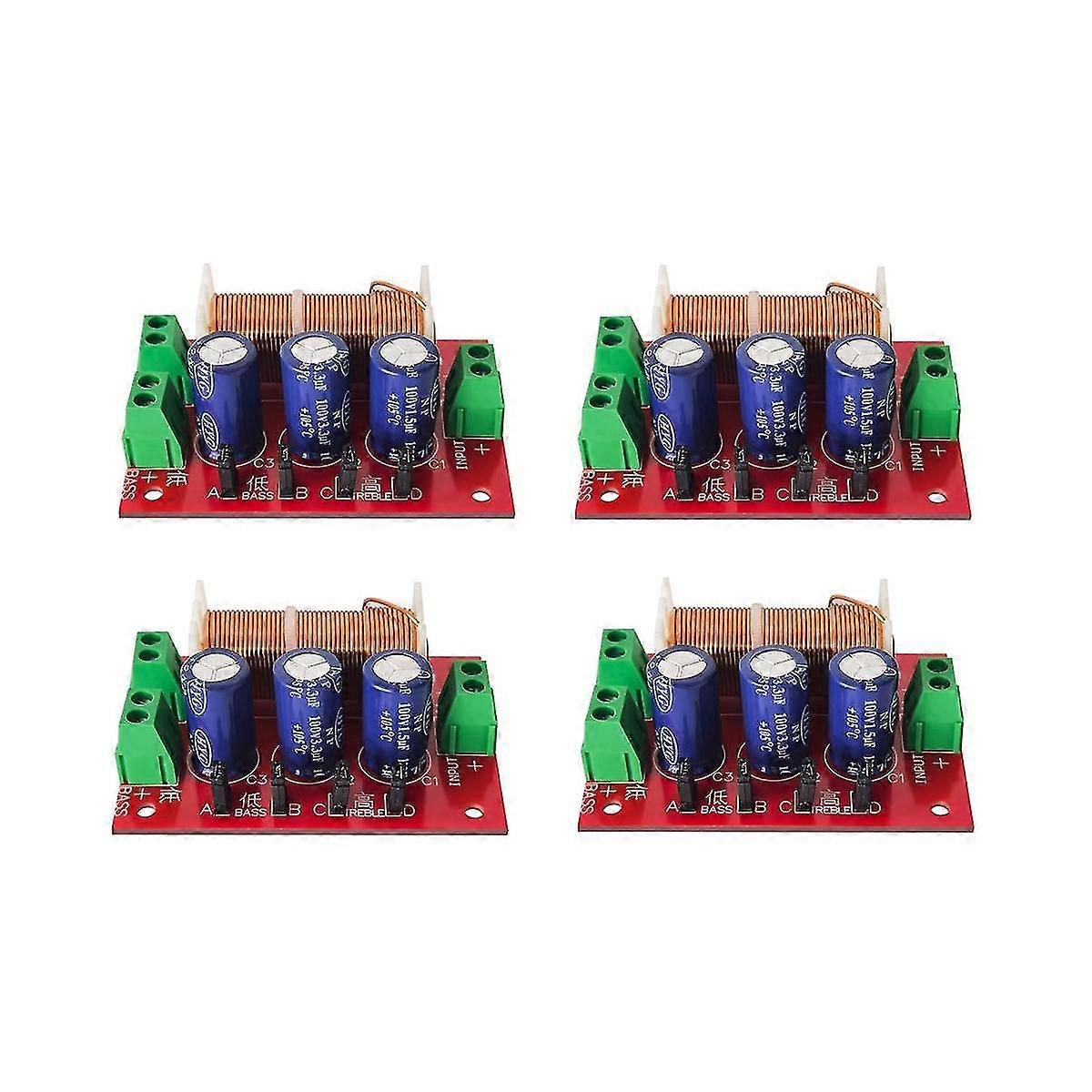 4pcs 400w Speaker Crossover 2 Way Audio Adjustment Tweeter Bass Speakers Filter Frequency Divider F