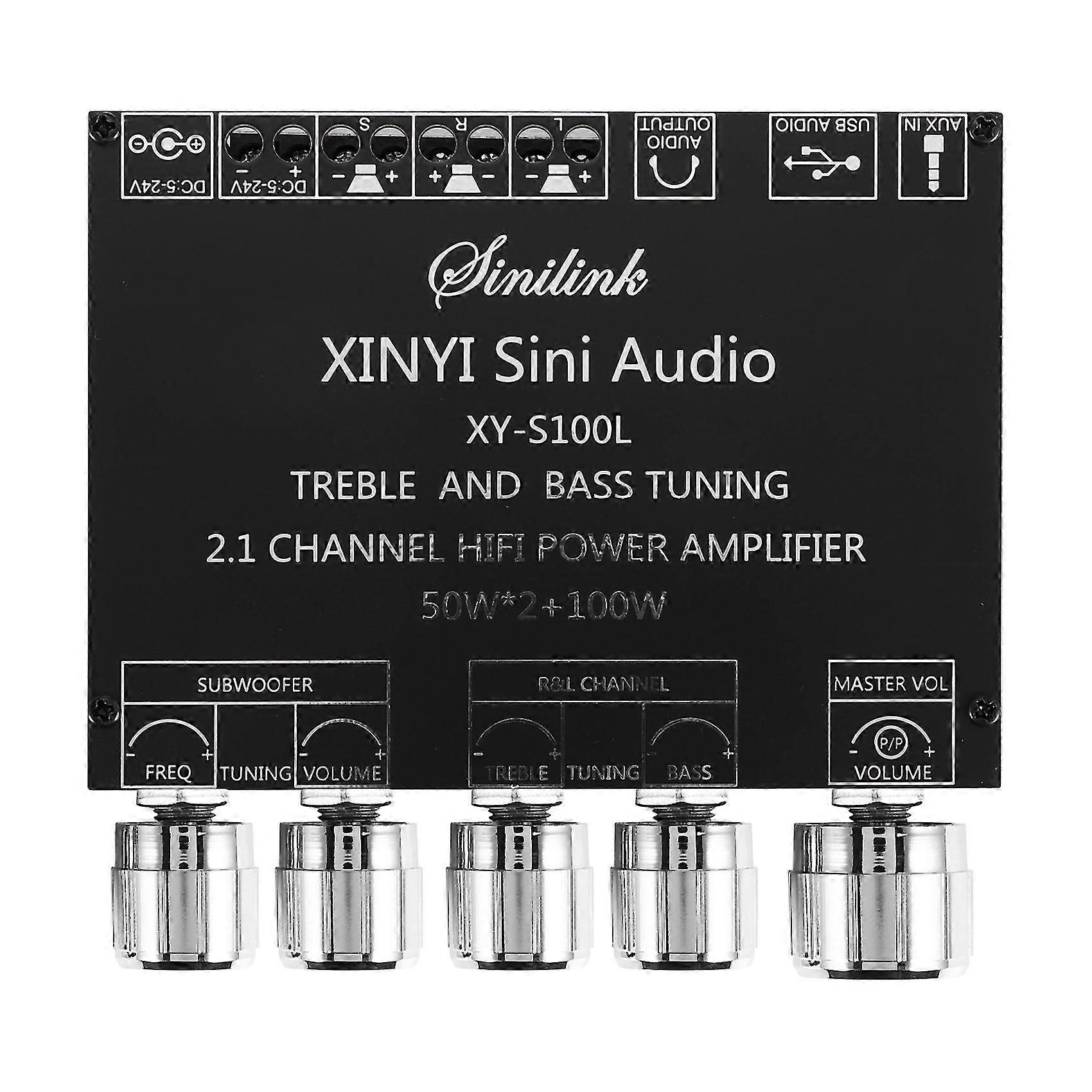 Bluetooth 5.0 2.1 Channel Power Audio Stereo Subwoofer Amplifier Board 50wx2+100w Speaker Amp Xy-s1