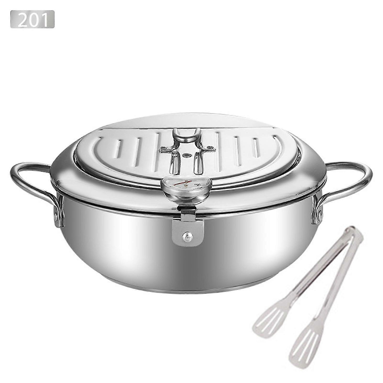 Friteuse en acier inoxydable Multifonctionnel Tempura Fryer Pan Contrôle de la température Pot frit