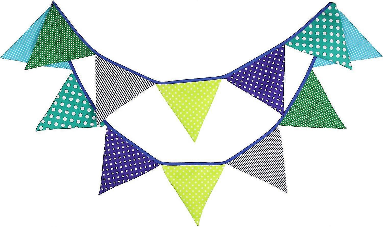 Crday Double Sided Fabric Bunting Banner. Two Layer Triangle Floral Bunting Flags 3.3m Gift