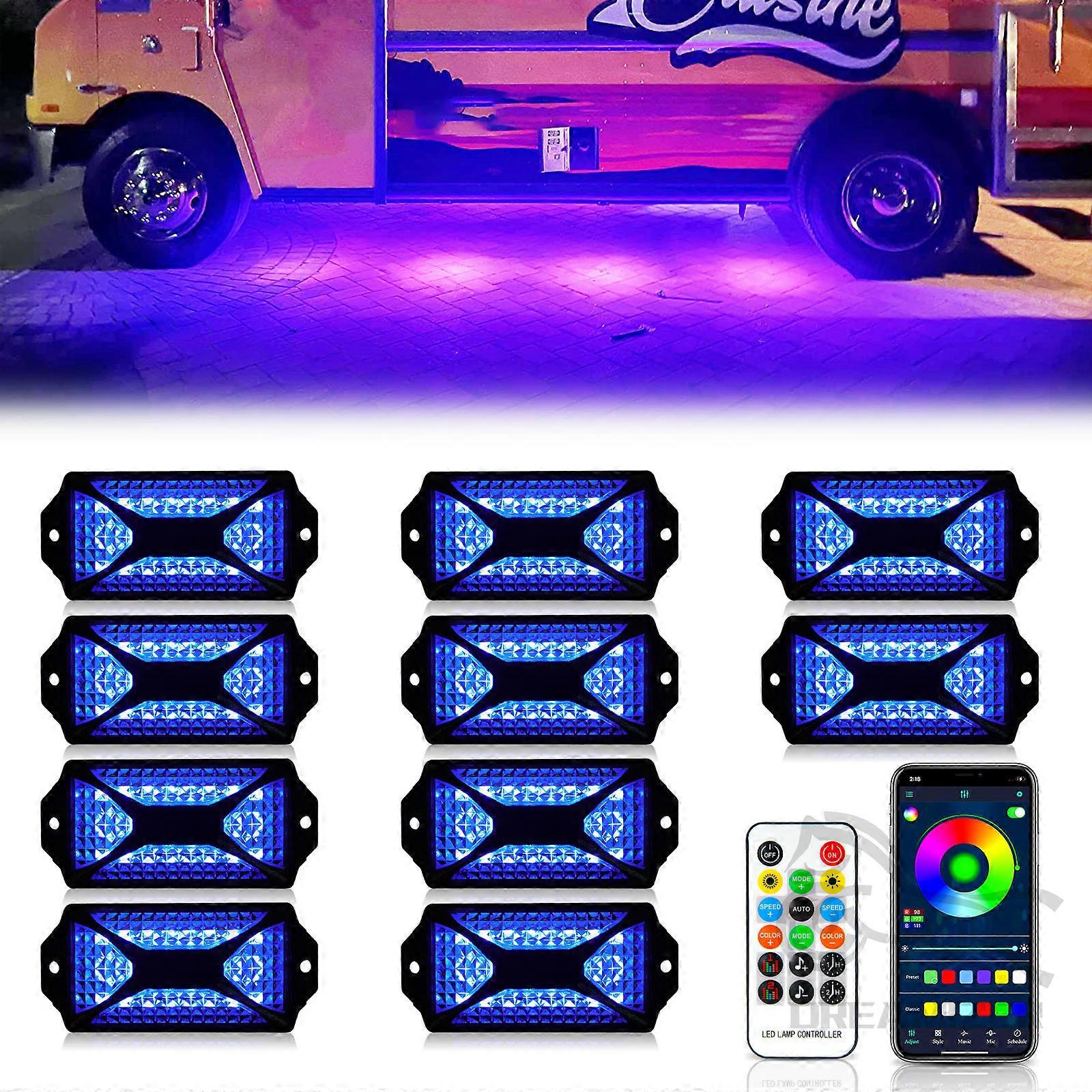 10 Pods 240 LED APP Control RGB Rock Lights For Jeep Off-Road Truck UTV Underbody Underglow Trail Rig Light Auto Decorative Lamp
