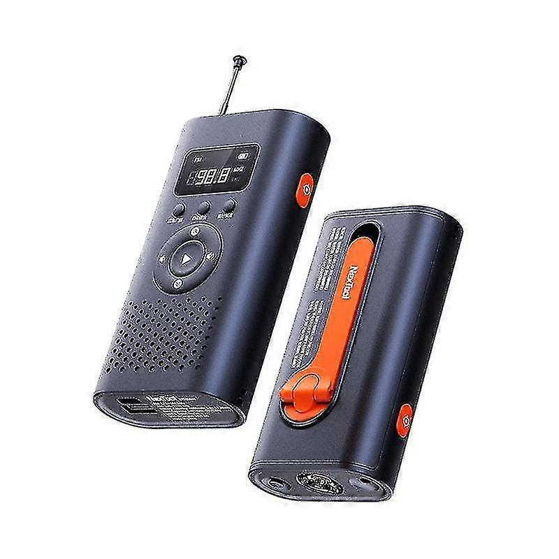 Emergency Radio Portable FM Flashlight Manual Power Generation Emergency Alarm 4500mah Power Bank 6 in 1