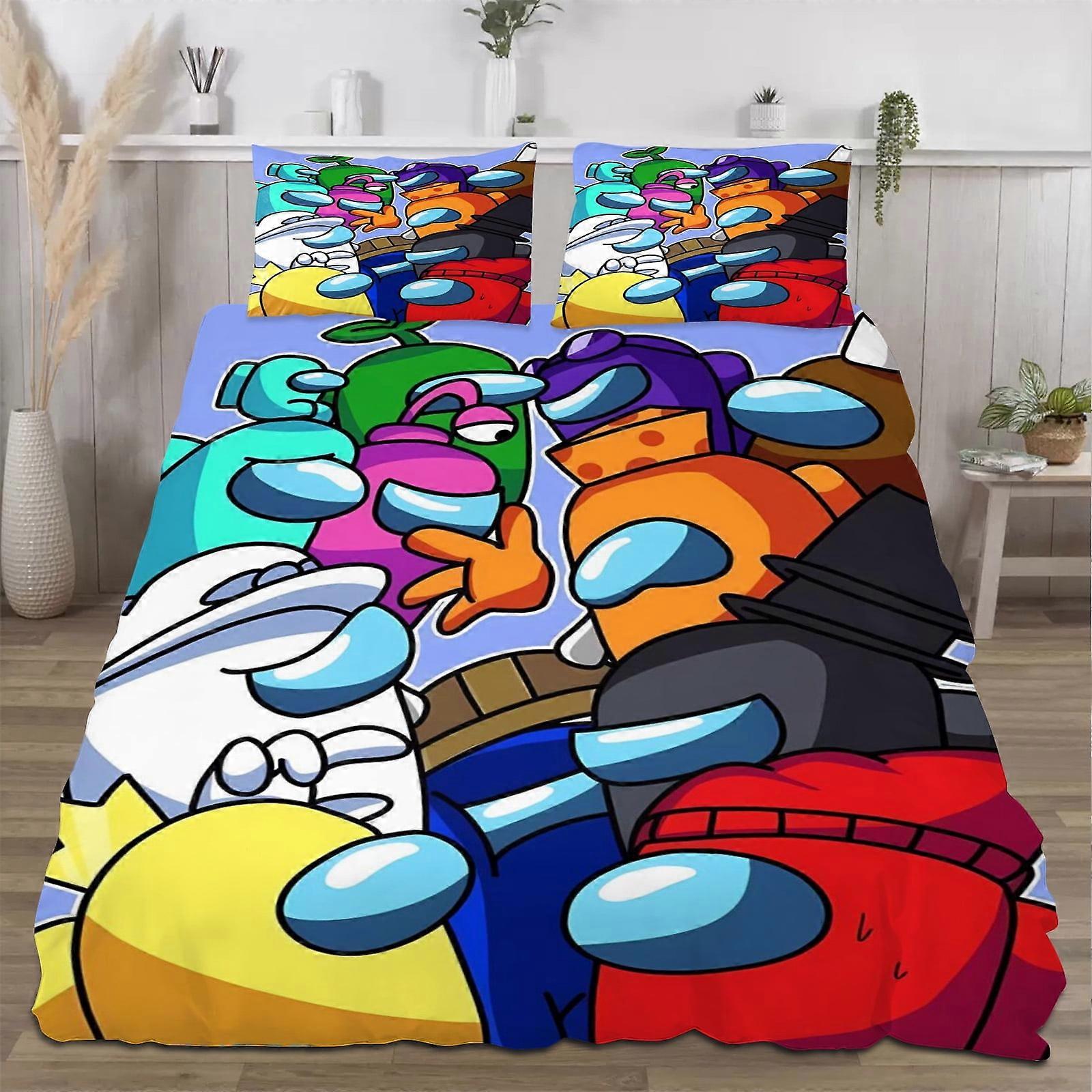 g1805 Among Us Bedding Comforter Sets,Queen Quilt Bedding Set,3 Pieces Set Bedding Twin Size,Colorful Soft Lightweight Print All Season 177*218CM tq18
