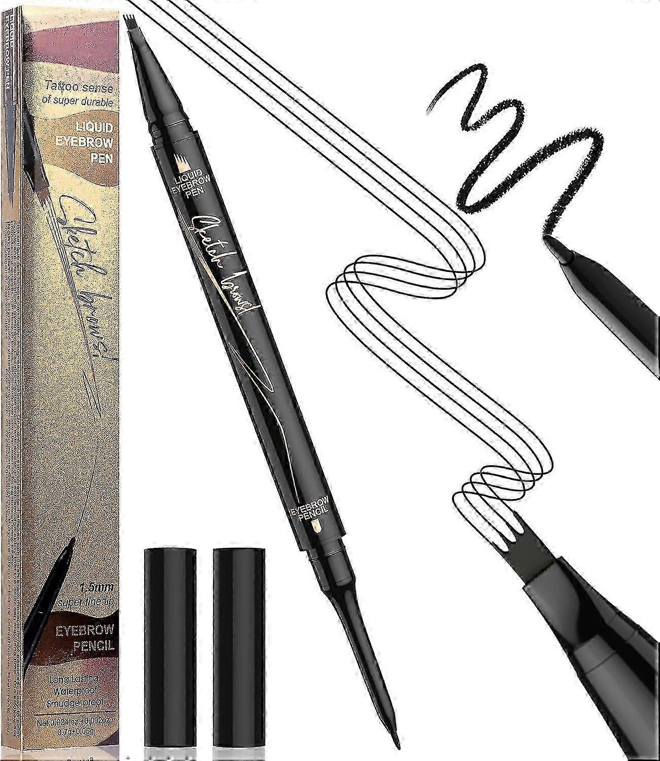 Microblading Eyebrow Pen, Eyebrow Pencil, 2-in-1 Dual-Ended Eye Brow Pencils for Women with 4-Fork-Tip & Ultra-Fine Brow Pencil Tip