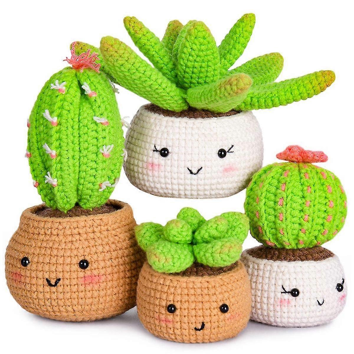 Beginner Crochet Kit, Learn Crochet Kit For Adults And Kids, 4-pack Plant Collection, Cactus Orname