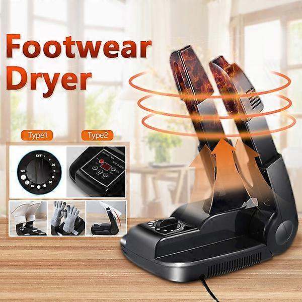ZK-Household Multifunctional Folding Electric Shoe Shiner with Timer Shoes Boots Gloves Helmet Socks Hat Black (Telescopic) 1pc