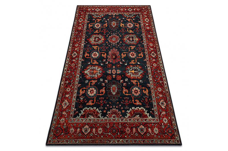 Wool carpet POLONIA Tesoro frame navy blue