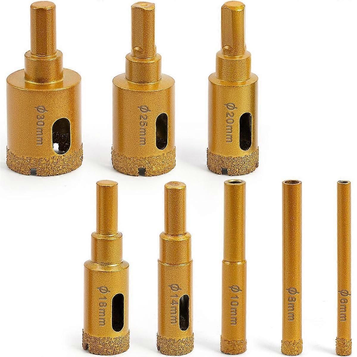 Diamond Hole Saw Kit, Dry/Wet Brazing Tile Core Drill Bits Sets, Brazed Hollow Tile Hole Saw Set (6