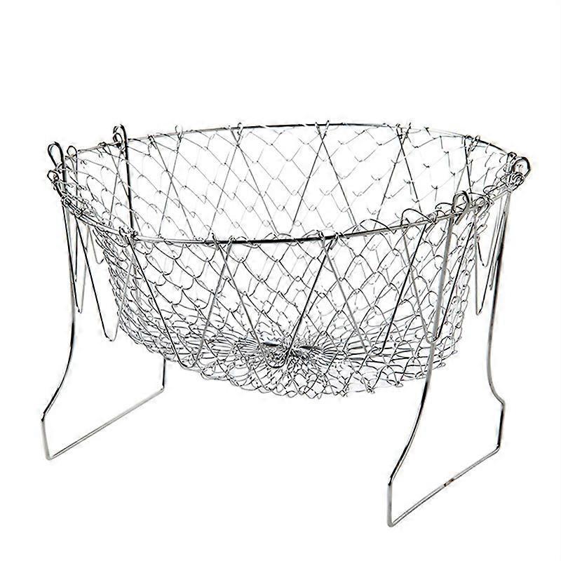 Foldable Fry Basket,Chef Basket, Multi-Function Stainless Steel Fry Chef Basket