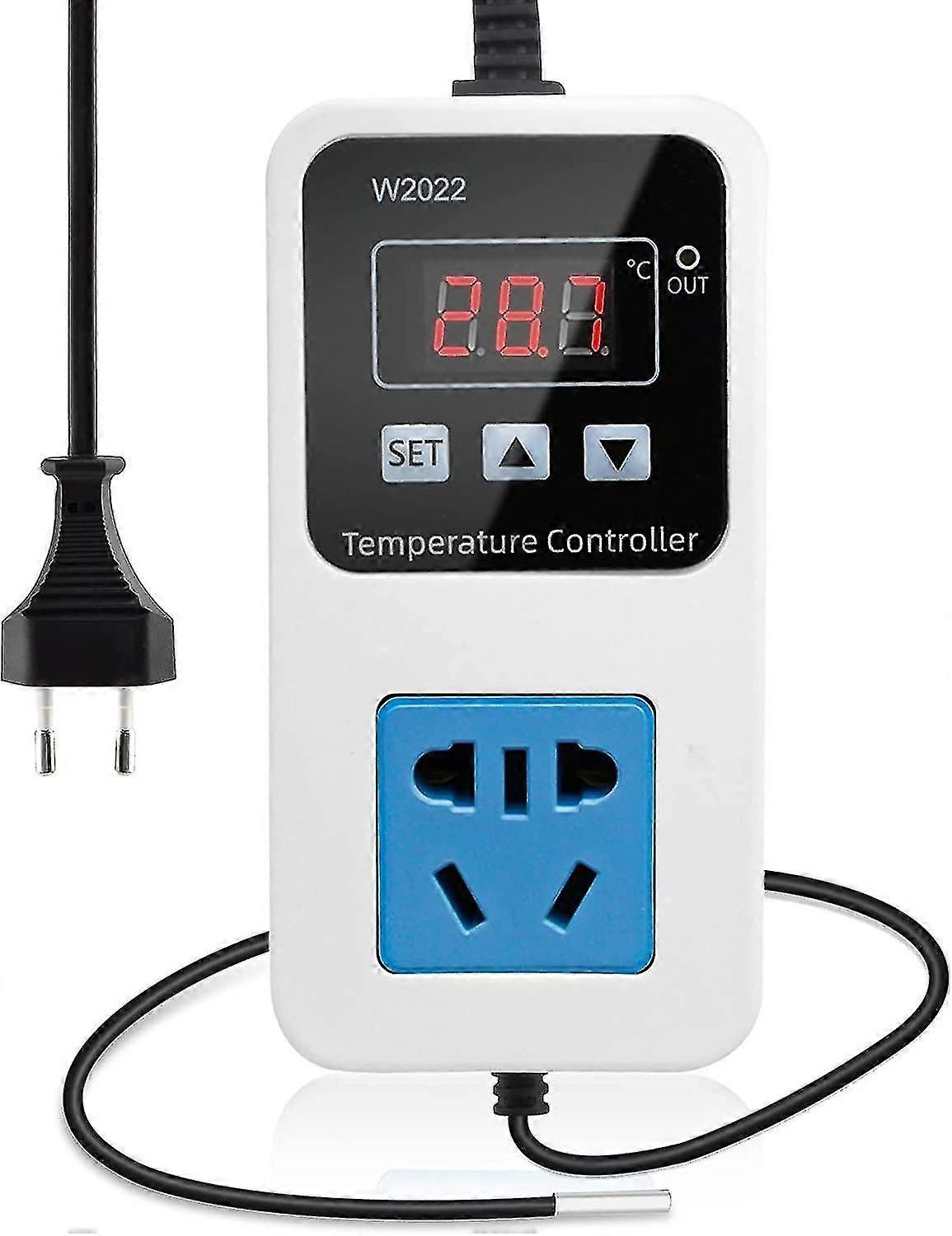Ac110v-220v Thermostat Outlet Digital Temperature Controller Cooling And Heating With Ntc Probe For Seed Germination, Reptiles And Brewing Starlight