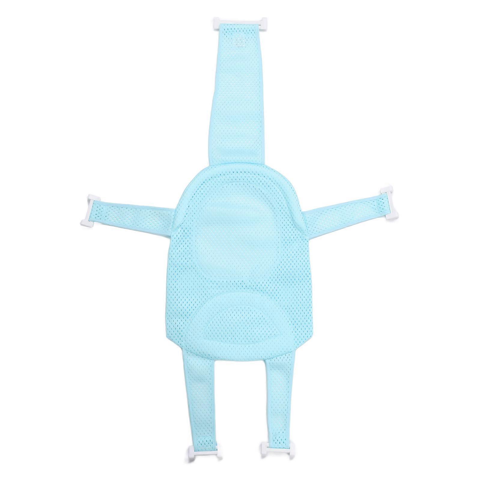 Baby Bath Seat Support Slip Proof Universal Detachable Net Bathtub Sling Shower Mesh Light Blue