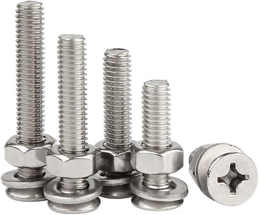 M6 Self Tapping Screw Washer Hex Nut Set, Stainless Steel Hardware Fixing Bolt, Cross Flat Head,M6*50Mm/5 Pcs